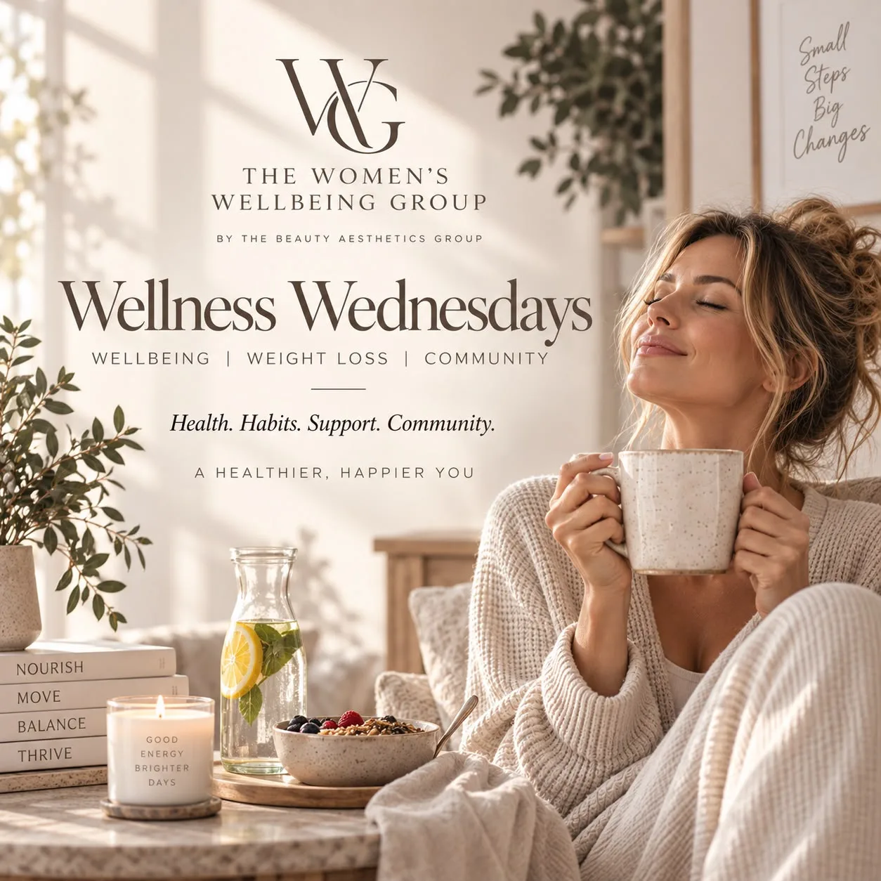 Wellness Wednesdays: a woman enjoying a quiet moment with a warm drink